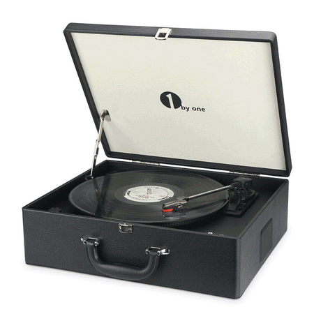 1byone Belt-Drive 3-Speed Portable Stereo Turntable with Built in Speakers, Supports RCA Output / Headphone Jack / MP3 / Mobile Phones Music Playback, (Best Portable Turntable Reviews)