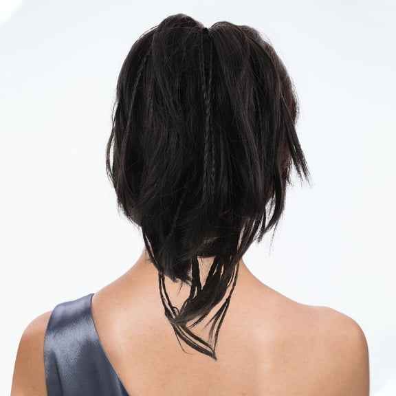 HOOWIFFY Ponytail Extension Black High Temp Fiber Volume Enhancement Lightweight