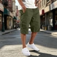 thumbnail image 2 of SONXAHE Men's Solid Cargo Bermudas Multi Flap Pocket Relaxed Cut Summer Vacation Shorts, 2 of 8