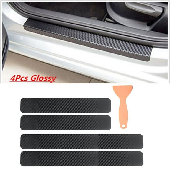 4 Pcs Set Door Sill Protector Stickers Black 3D Carbon Fiber Door Sill Panel Scuff Plate Durable High Quality Hot