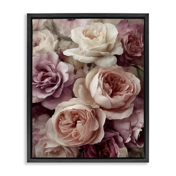 Stupell Industries Sweet Roses in Blush Pink Black Framed Floater Canvas Wall Art, design by Franklyn Gregory