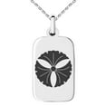thumbnail image 1 of Stainless Steel Tree Ginkgo Leaves Kamon Crest Engraved Small Rectangle Dog Tag Charm Pendant Necklace, 1 of 1