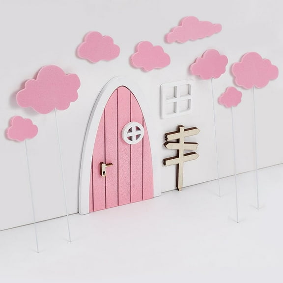 15 pcs Mini Wooden Door Kit Pearl Pink Fairy Garden Door Little Magical Fairy Door Decorative Tiny Door Prop for Home Wedding Party Decoration Wood
