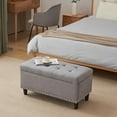 thumbnail image 6 of 31" Storage Ottoman Tufted Bed End Bench with Organization Linen Fabric Foot Stool Toy Chest with Lid for Living Room, Bedroom, Entryway, Gray, 6 of 13