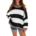 thumbnail image 1 of Suéteres Vintage para Mujer, Cuello Redondo, Larga, Estilo Preppy, de Punto, de Gran Tamaño S, 1 of 6