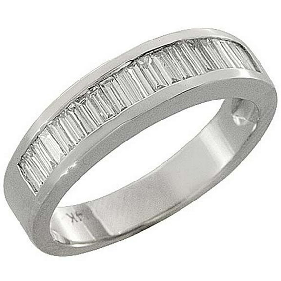 14k White Gold Mens baguette cut Cut Channel Set Diamond Ring 1 Carat
