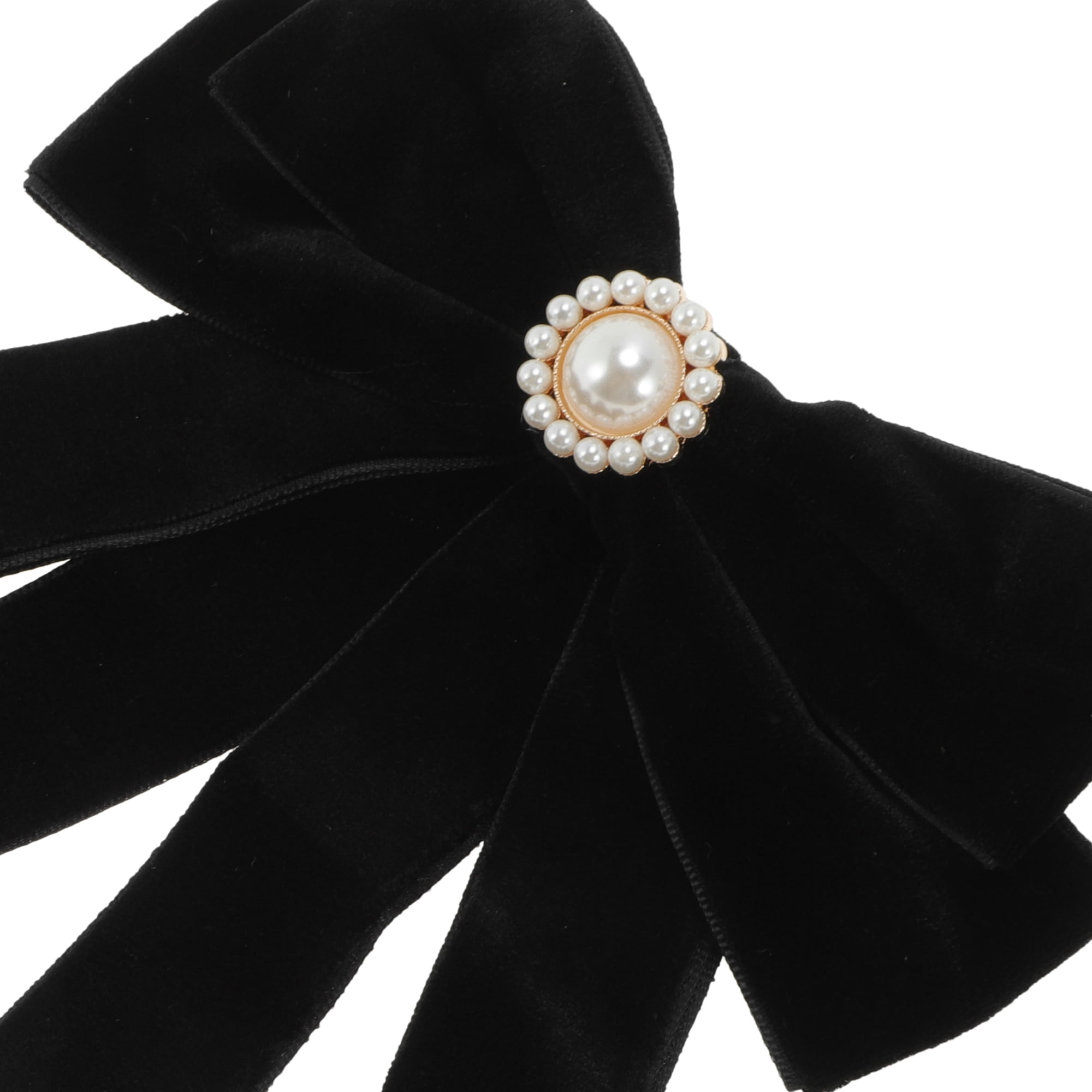 Unique Bargains Bowknot Ribbon Bow Brooch Neck Tie Raven Black