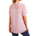 thumbnail image 6 of ZXSXSY Women Crochet Dots Cutout Short Sleeves Mock Neck Blouse Top, 6 of 7