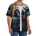 thumbnail image 2 of Pofeuu Flower Field Skull Print Mens Casual Short Sleeve Shirts Beach Summer Spread Collar Pocket Tops Men's Casual Short-sleeved Shirt-XX-Large, 2 of 5