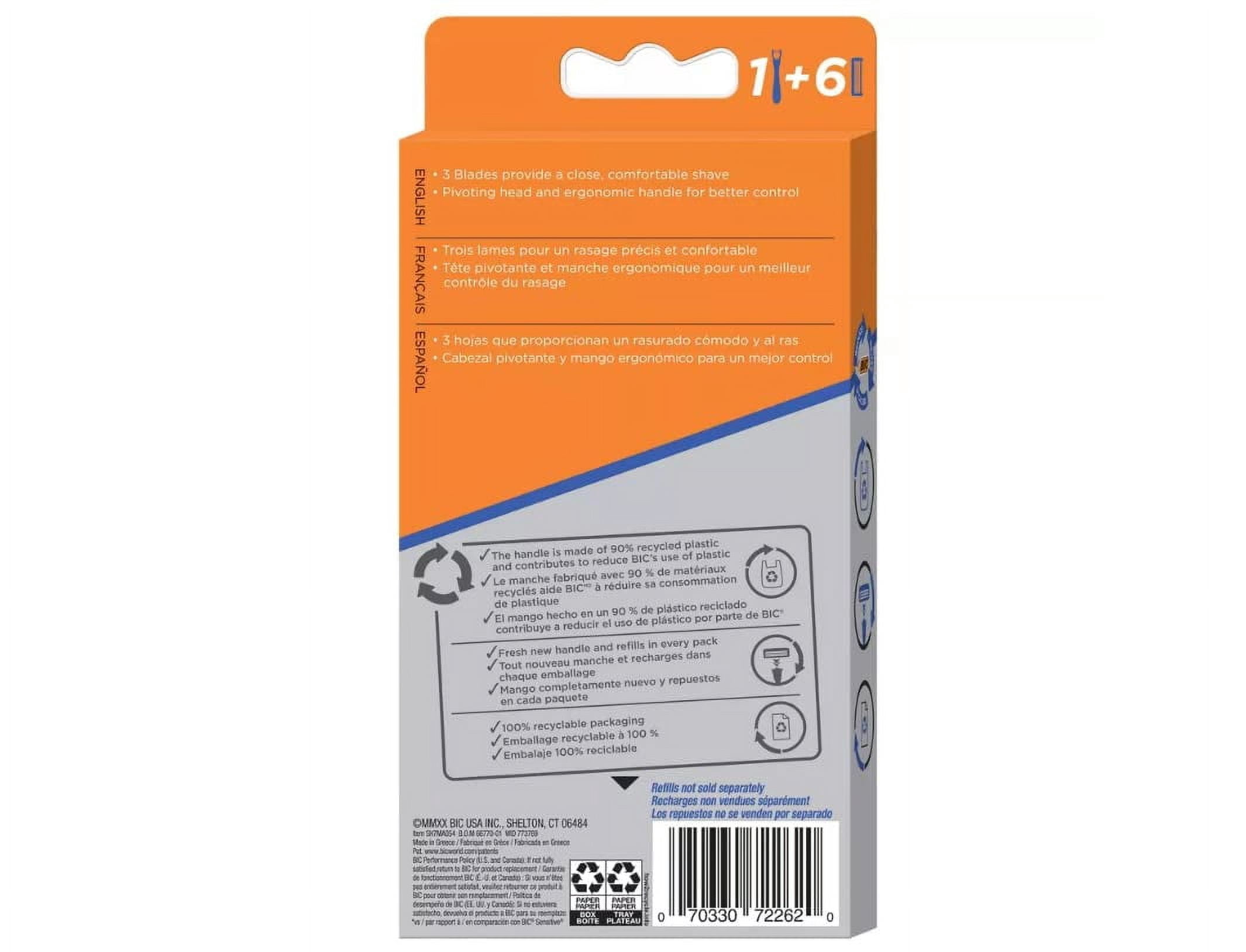 BIC Hybrid Advance 3 Disposable/System Shaver, Men, 6-Count (Pack of 3)