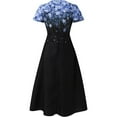thumbnail image 5 of Luxalzxs Summer Dresses for Women Floral Printing Short Sleeve V-Neck Dress Pleated Flowy Dresses Wedding Guest Dress, 5 of 5