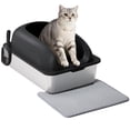 thumbnail image 2 of CONCETTA 24in Stainless Steel Cat Litter Box with Lid, Large Cat Litter Box for Cats, High Wall Sides, Anti-Urine Leakage, Easy Cleaning, Scoop and Mat Included, Black, 2 of 9