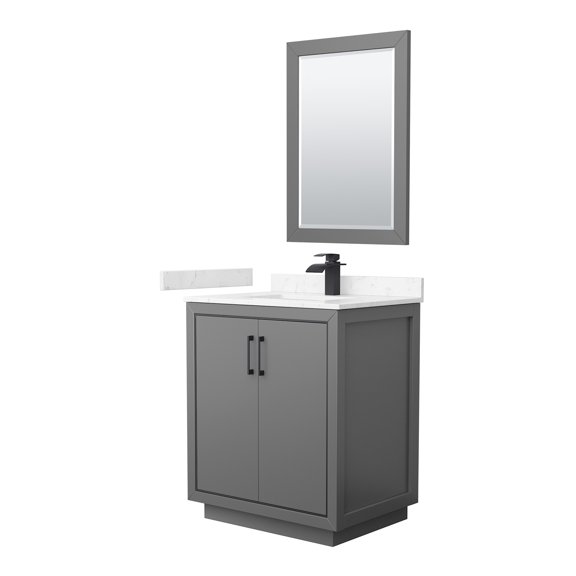 Wyndham Collection WCF111130SGBC2UNSM24 Icon 30" Free Standing Single Basin Vanity Set -