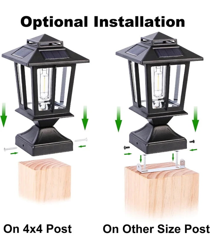 SmartYard Metal Solar Post Lights 4X4 Outdoor, Waterproof Fence Post Lights 2 PK