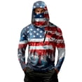 thumbnail image 2 of Mens UPF 50+ Long Sleeve UV Hooded Fishing Shirt USA Flag 250 Anniversary Quick Dry Outdoor Rash Guard with Mask, 2 of 4