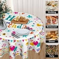 thumbnail image 4 of Happy Birthday Round Tablecloth- Birthday Cake Design with Colorful Flags Balloons Gifts Collection- 60in Circle Table Cloth Cover for Birthday Party Decoration Kitchen Dining Room, 4 of 6