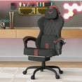 thumbnail image 2 of SOONTRANS Ergonomic Gaming Chair with Footrest, Adult Office Chair with Pocket Spring Cushion, Gamer Game with Massage Lumbar Cushion Linen Fabric, Reclining Computer Chair, Black & Red, 2 of 10