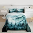 thumbnail image 2 of Manfei Farmhouse Nature Scenery Full Size Comforter Sets, Teal Rustic Watercolor Bedding Comforter Set, Teen Kid Adult Reversible Bedding Sets, Microfiber Bedroom Decor, 3 Pieces, 2 of 8