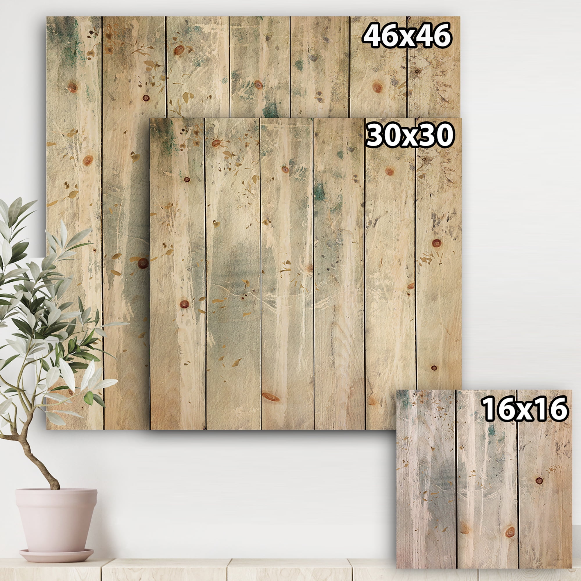 Designart 'Abstract A Woodland Walk into the Forest VI' Modern Farmhouse Print on Natural Pine Wood