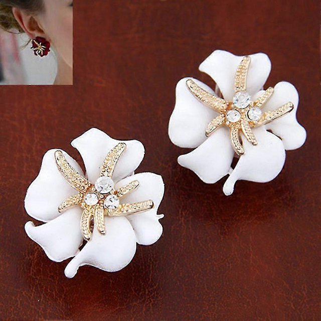 Pendiente Yashi flor Estrella de mar brillantes Diamantes de imitación boda Blanco