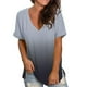 thumbnail image 2 of Camiseta degradada para mujer Qarigey ropa de calle multicolor cuello en V Gris L, 2 of 6