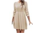 thumbnail image 2 of Gspmoly Robes Décontractées pour Femmes, Robe Chandail à Manches Longues et Col Rond Unie pour Femmes, Robe Chandail Longueur Genou, Robes de Cocktail, Articles en Liquidation, 2 of 5