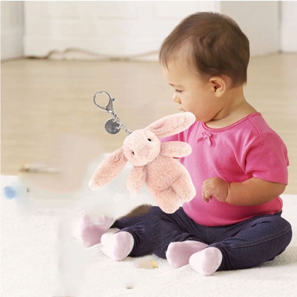 Jellycat Bashful Blush Bunny Bag Charm Plush Keychain - 3.94