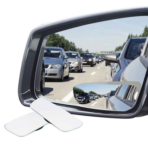 Ampper Slender Blind Spot Mirrors, Frameless 360 Degree Adjustabe HD Glass Convex Wide Angle Rear View Car SUV Stick On Lens (Pack of 2)