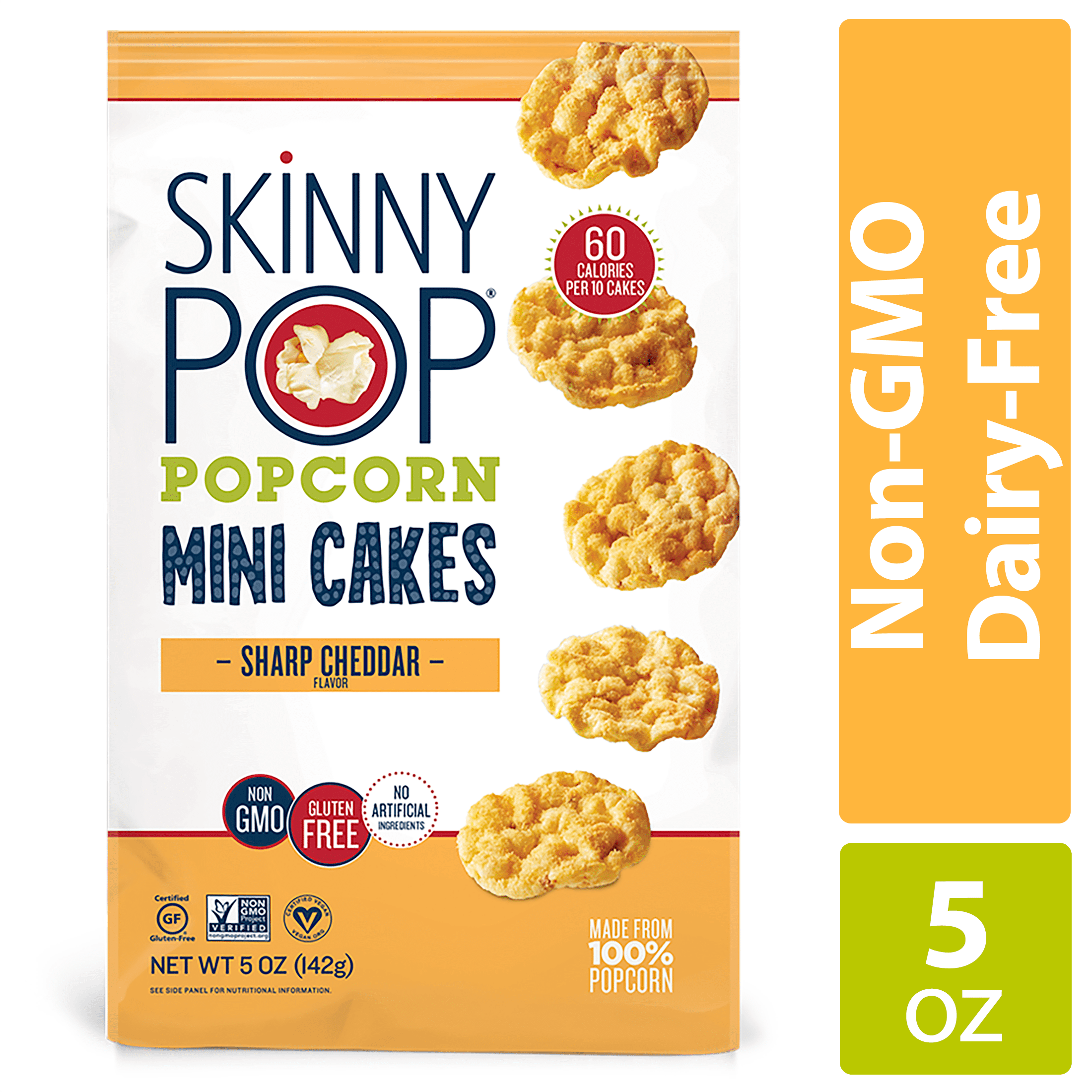 SkinnyPop Sharp Cheddar Popcorn Mini Cakes, Gluten-Free, 5 oz