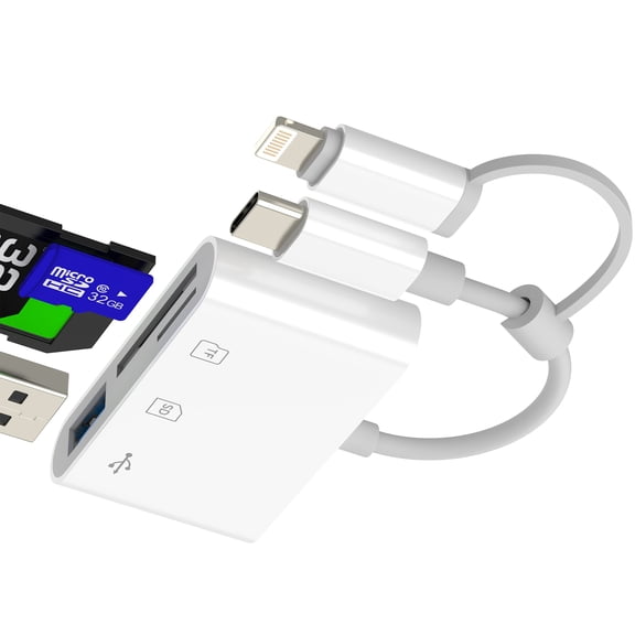 USB C Lightning to SD Card Reader (3in1)for Apple Micro SD USB 3.0 OTG Adapter Digital Camera for iPhone 16 15 14 13 TF Memory Transfer Flash Drive Photo for iPad compatible for Samsung