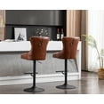 thumbnail image 5 of Guyou Modern PU Leather Swivel Bar Stools Set of 2, Adjustable Upholstered Curved Backrest Bar Stools with Button Tufted and Nailhead Decoration, Brown, 5 of 13