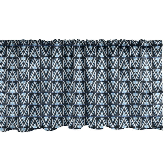 Ambesonne Geometric Window Valance, Tribal Themed Triangular Zigzag Pattern, Curtain Valance for Kitchen Bedroom Decor with Rod Pocket, 54" X 12", Night Blue Pale Blue
