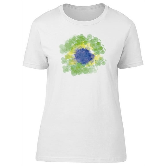 Beautiful Watercolor Brazil Flag Tee Women's - Women T-Shirt, Medium