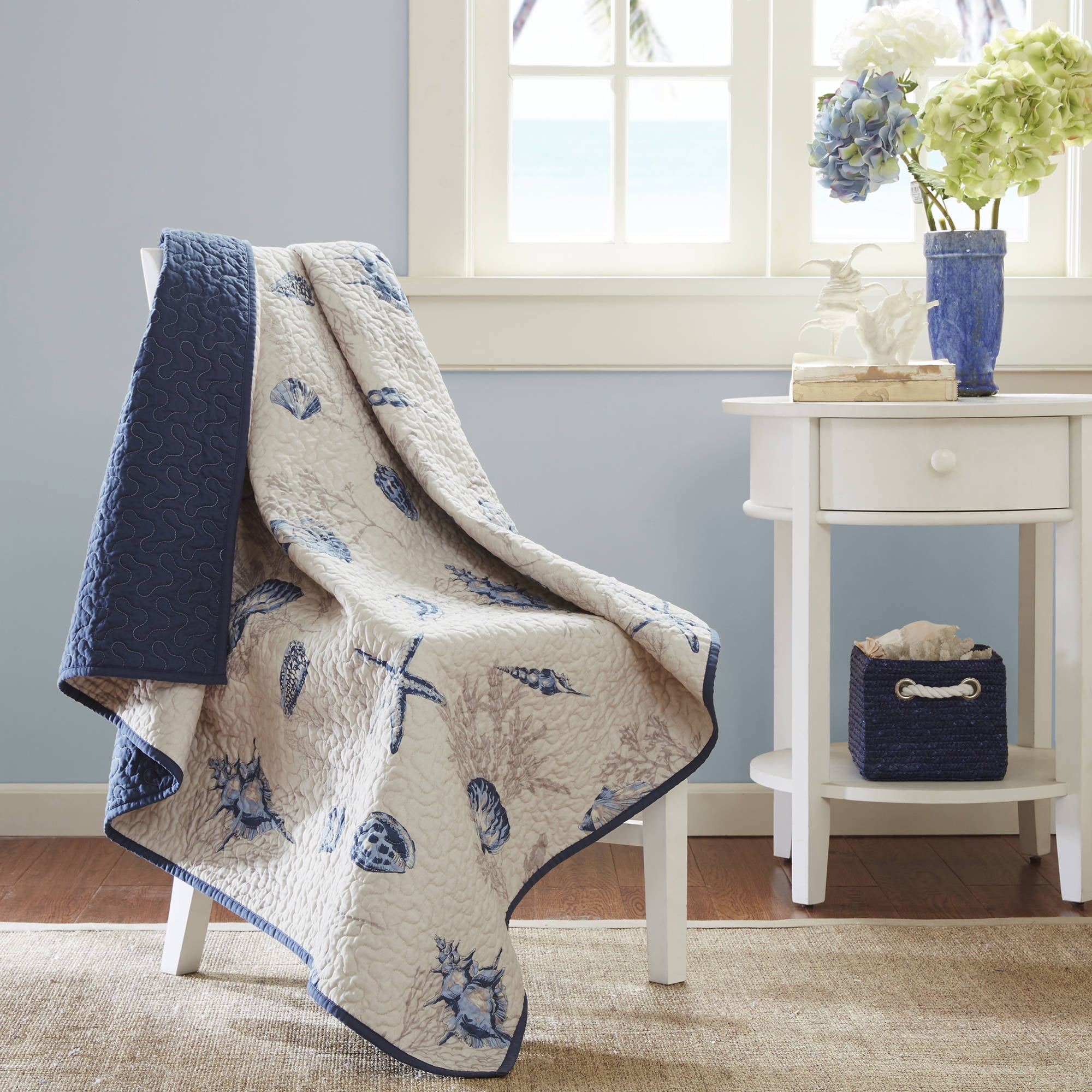 Coastal Beach Oversized Quilted Throw Blanket 60" x 70" Sofa Bed Couch