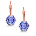 thumbnail image 2 of Gem Stone King Blue Tanzanite Leverback Earrings for Women (1.80 Cttw, Gemstone December Birthstone, Round 6MM), 2 of 4