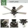 thumbnail image 5 of Hunter 52 inch Indoor Ceiling Fan with LED Lights and Remote Control - Bronze Ceiling Fan, Standard Mount, 5 Blades, For Bedroom, Living Room, or Kitchen, Quiet - Hartland 51854, Noble Bronze, 5 of 14