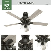 Hunter 52 inch Indoor Ceiling Fan with LED Lights and Remote Control - Bronze Ceiling Fan, Standard Mount, 5 Blades, For Bedroom, Living Room, or Kitchen, Quiet - Hartland 51854, Noble Bronze