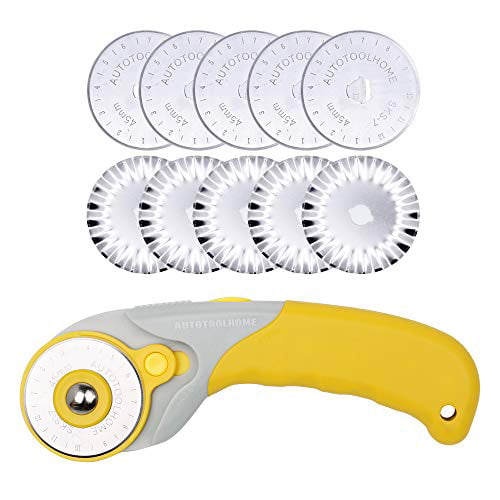 45mm Rotary Cutter with Replacement 5pc Blades Paper Vinyl Fabric for OLFA Cu… 