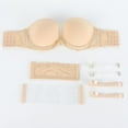 thumbnail image 5 of YANDW Strapless Clear Back Bra for Women Convertible Padded Lace Plus Size Bra Underwire, Beige 36E, 5 of 9