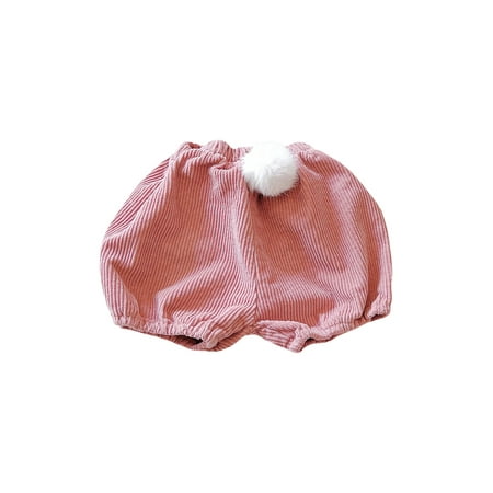 

Sunisery Infant Baby Girls Shorts Casual Summer Solid Color Elastic Corduroy Shorts with Plush Ball for Newborn