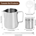 thumbnail image 2 of 350ml/12oz Jarra Para Espumar Lech, Jarra De Lche Acero Inoxidable Medidas con 16 Moldes y Coctelera De Polvo De Acero,Barista Pen Para Espumar Café Espresso y Leche Máquinas De Café Espresso, 2 of 4