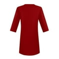 thumbnail image 4 of YFELWZ Hauts Amples pour Femmes Grande Taille Col en V Manches 3/4 T-Shirt Rouge P, 4 of 5