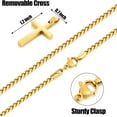 thumbnail image 4 of CFIOZYOS Cross Necklace for Men, Silver Tone/Gold Plated/Black Mens Cross Necklaces with 2.5mm Chain, Stainless Steel Wheat Chain, 16-24 Inch, 4 of 10