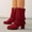 Red, variant on Bnwani Womens Boots Fashion Zipper High-Heel Thick Chunky High Mid-Calf Versatile Casual Tassel Boot Black Size 5.5