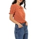 thumbnail image 4 of CAMISA DE PUNTOS DE POLKA PARA MUJERES INSPIRE CHIC, MANGA CORTA CON VOLANTES, VINTAGE, CON BOTONES, CUELLO PETER PAN, BLUSA, TALLA S, NARANJA ROJO, 4 of 8