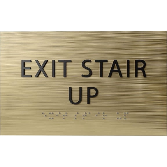 ADA CENTRAL SIGNS - 6" X4" Exit Stair Up Sign - ADA Compliant Tactile Graphics Grade 2 Braille Text | Fire Safety Emergency Exits, Stairwell Wall Signs for Malls, Offices, Schools, and Restaurants