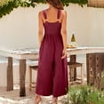 thumbnail image 3 of Wozhidaoke Jumpsuits for Women Ladies Casual Jumpsuit Onesie Spaghetti Strap Loose Rompers for Women Wide Leg Pants for Women Red3 XL, 3 of 4