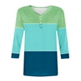 thumbnail image 6 of Women's Fashion 2024 1/4 Button up Blouse Vintage Summer Clothes for Teen Girls 3/4 Sleeve Tunic Tops Loose Fit Flowy Henley Neck Flowy Shirts Color Block Y2K Tops Dressy Casual Green T Shirts XL, 6 of 7