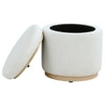 thumbnail image 3 of Remuda Boucle Upholstered Round Storage Ottoman Ivory, 3 of 6