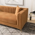 thumbnail image 7 of Ashcroft Kassandra Velvet & Wood Couch with Square Arm in Cognac Tan/Walnut, 7 of 7